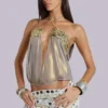 Morgana Metallic-Pailletten-Chiffon-Oberteil