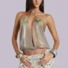 Morgana Metallic-Pailletten-Chiffon-Oberteil