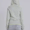 Neonfarbener Hoodie mit Polka-Dots