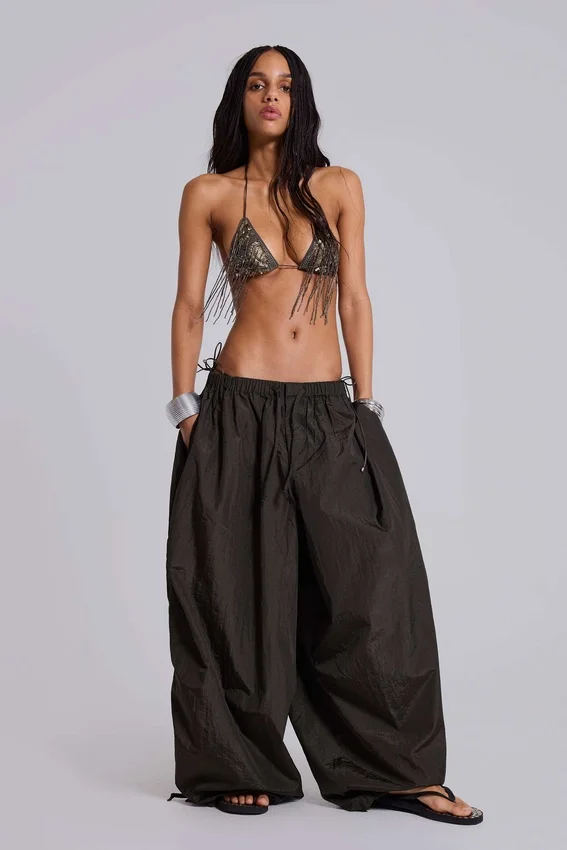 Nexis Nylon-Ballon-Parachute Pants in Khaki