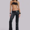 Nivi-Satin-Hose im Kettenhemd-Look in Schwarz