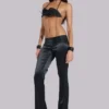 Nivi-Satin-Hose im Kettenhemd-Look in Schwarz