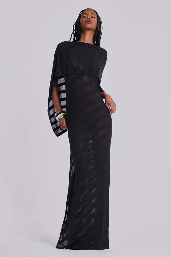Noir-Strick-Maxikleid in Schwarz
