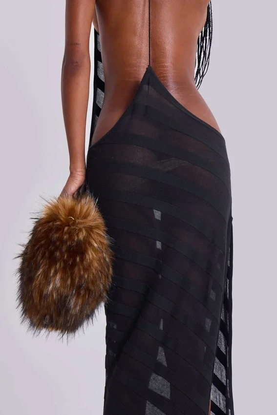 Noir-Strick-Maxikleid in Schwarz