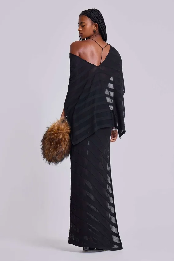 Noir-Strick-Maxikleid in Schwarz