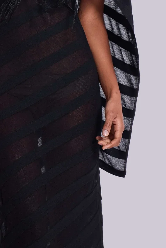 Noir-Strick-Maxikleid in Schwarz