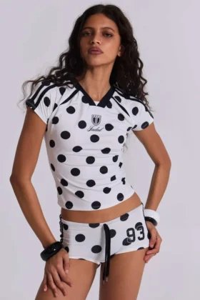 Nr. 13 Fußball-Minishorts mit Polka-Dots