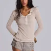 Oatmeal Haze Henley-Oberteil