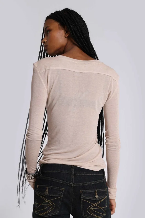 Oatmeal Haze Henley-Oberteil