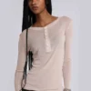 Oatmeal Haze Henley-Oberteil