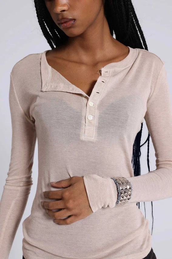 Oatmeal Haze Henley-Oberteil