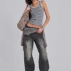 Off-Duty-Cargohose mit geradem Bein