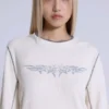 Off-White-T-Shirt mit Tattoo-Applikation