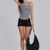 Oriel Eyelet Cargo-Minishorts in Schwarz