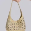 Osmium-Ledertasche mit Nieten in Creme