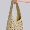 Osmium-Ledertasche mit Nieten in Creme