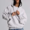 Pullover Bitten Hoodie in Grau meliert