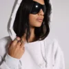 Pullover Bitten Hoodie in Grau meliert