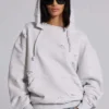 Pullover Bitten Hoodie in Grau meliert