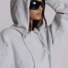 Pullover Bitten Hoodie in Grau meliert