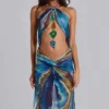 Quartz-Maxikleid mit Neckholder und Kristallen