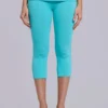 Quinn Capri-Hose aus Jersey mit Nieten in Türkis