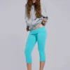 Quinn Capri-Hose aus Jersey mit Nieten in Türkis