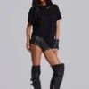 Rebel Military Mini-Shorts aus PU-Leder