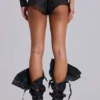 Rebel Military Mini-Shorts aus PU-Leder