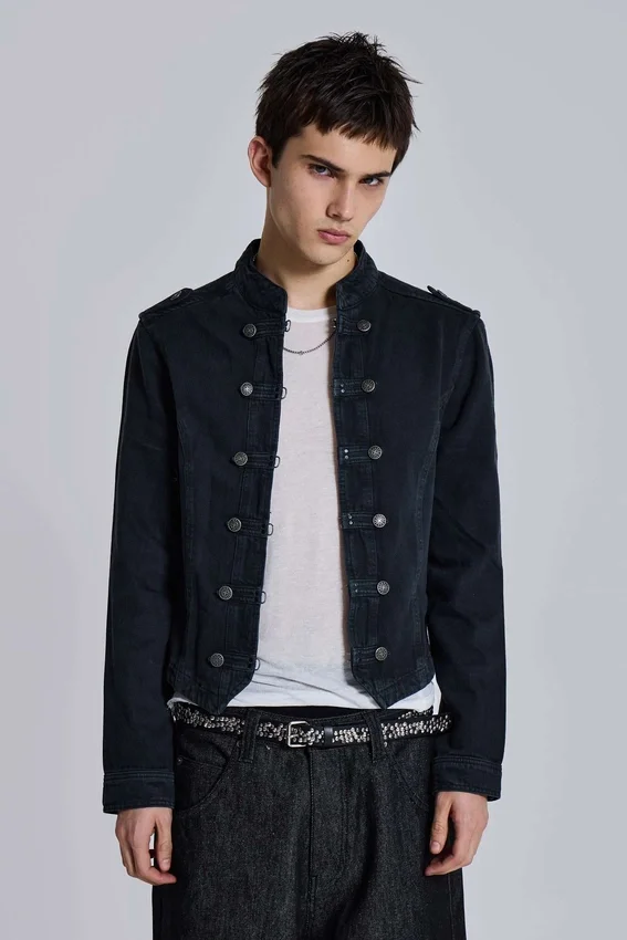 Rebel-Militärjacke in gewaschenem Schwarz