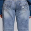 Rider-Jeans mit niedriger Leibhöhe und geradem Bein in heller Waschung