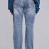 Rider-Jeans mit niedriger Leibhöhe und geradem Bein in heller Waschung
