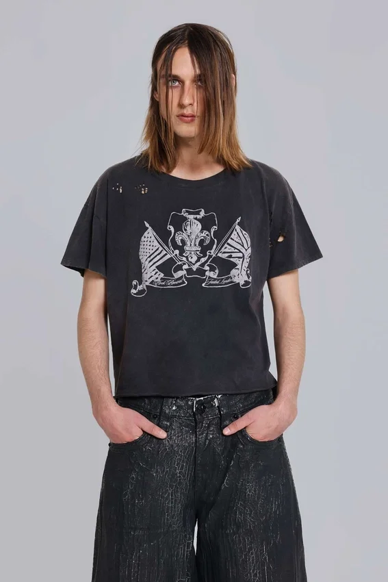 Rock Revival „Distressed National“ Cropped-T-Shirt