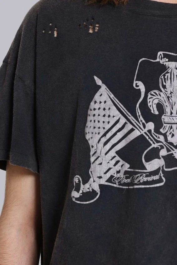 Rock Revival „Distressed National“ Cropped-T-Shirt