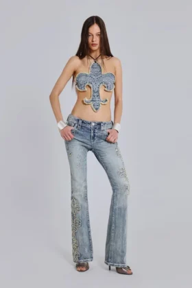 Rock Revival „Madison“ Bootcut-Jeans mit Verzierungen