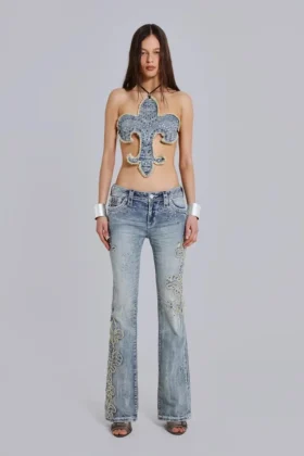 Rock Revival „Madison“ Bootcut-Jeans mit Verzierungen