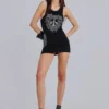 Rock Revival Mini-Kleid im Westen-Stil mit Strass-Fleur-de-Lis-Motiv