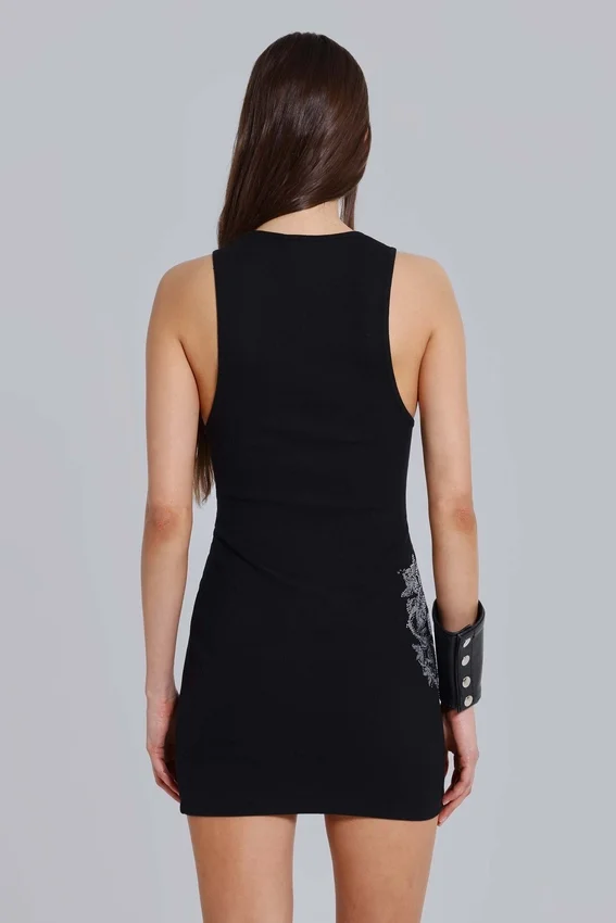 Rock Revival Mini-Kleid im Westen-Stil mit Strass-Fleur-de-Lis-Motiv