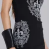 Rock Revival Mini-Kleid im Westen-Stil mit Strass-Fleur-de-Lis-Motiv