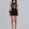 Rock Revival Mini-Kleid im Westen-Stil mit Strass-Fleur-de-Lis-Motiv