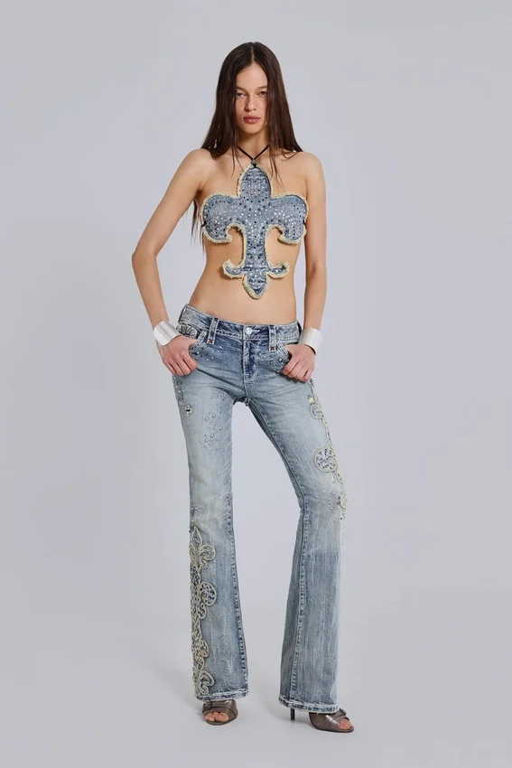 Rock Revival Oberteil mit Nieten und Fleur-de-Lis-Motiv