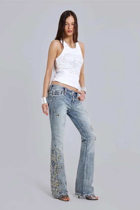 Rock Revival Strass-Fleur-de-Lis-Oberteil