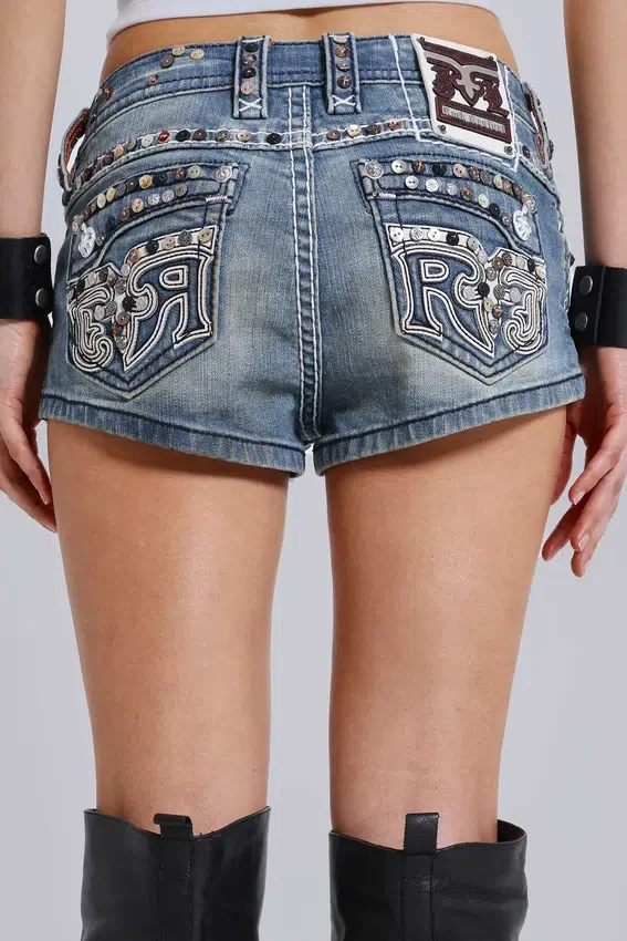 Rock Revival verzierte Denim-Minishorts