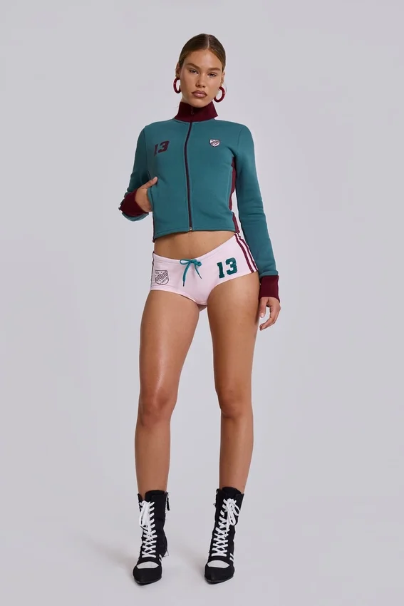 Rosa „No. 13 Football“-Minishorts
