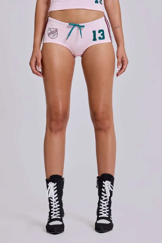 Rosa „No. 13 Football“-Minishorts