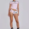 Rosa „No. 13 Football“-Minishorts