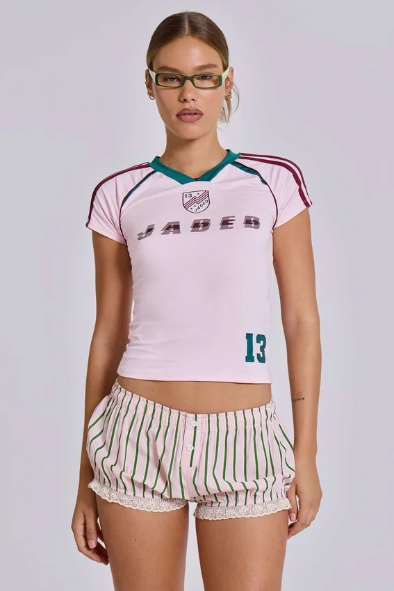 Rosa Nr. 13 Fußball-Baby-T-Shirt