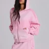 Rosa sportlicher, weit geschnittener „Monster“-Hoodie