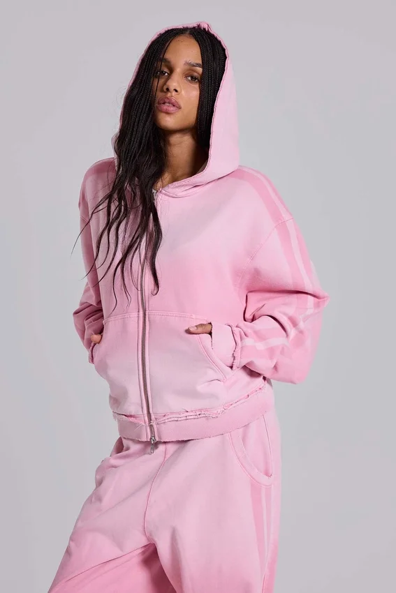 Rosa sportlicher, weit geschnittener „Monster“-Hoodie