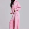 Rosa sportlicher, weit geschnittener „Monster“-Hoodie